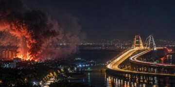 Вибухи у Севастополі двічі зупиняли рух Керченським мостом
